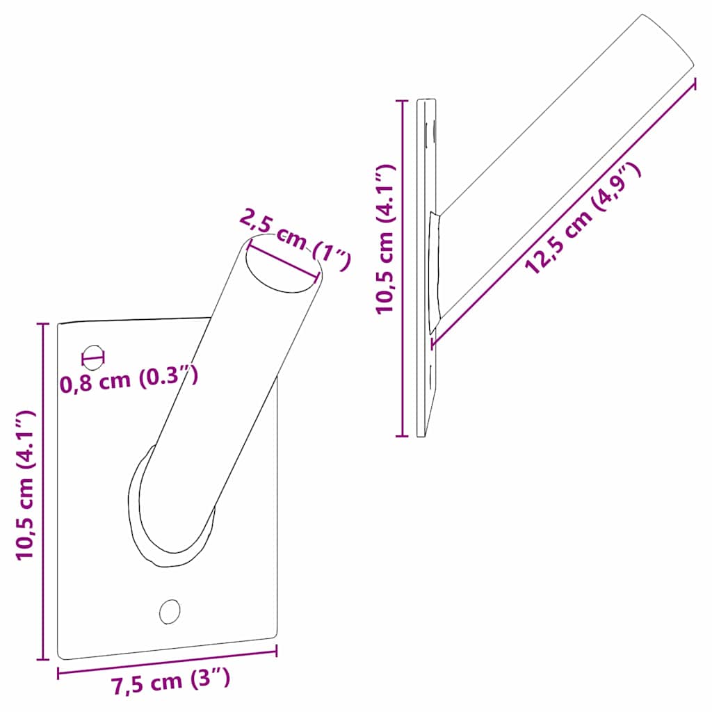 Flag Pole Holder Silver 10.5 x 7.5 cm Steel